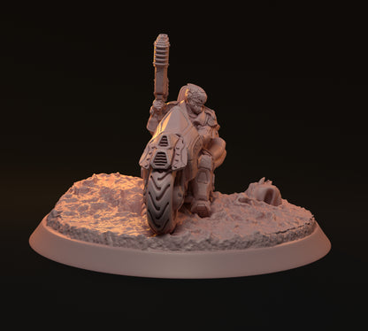 Heim, Cyberpunk Soldier, Motorcycle | D&D TTRPG Miniature | Hardwitch Games