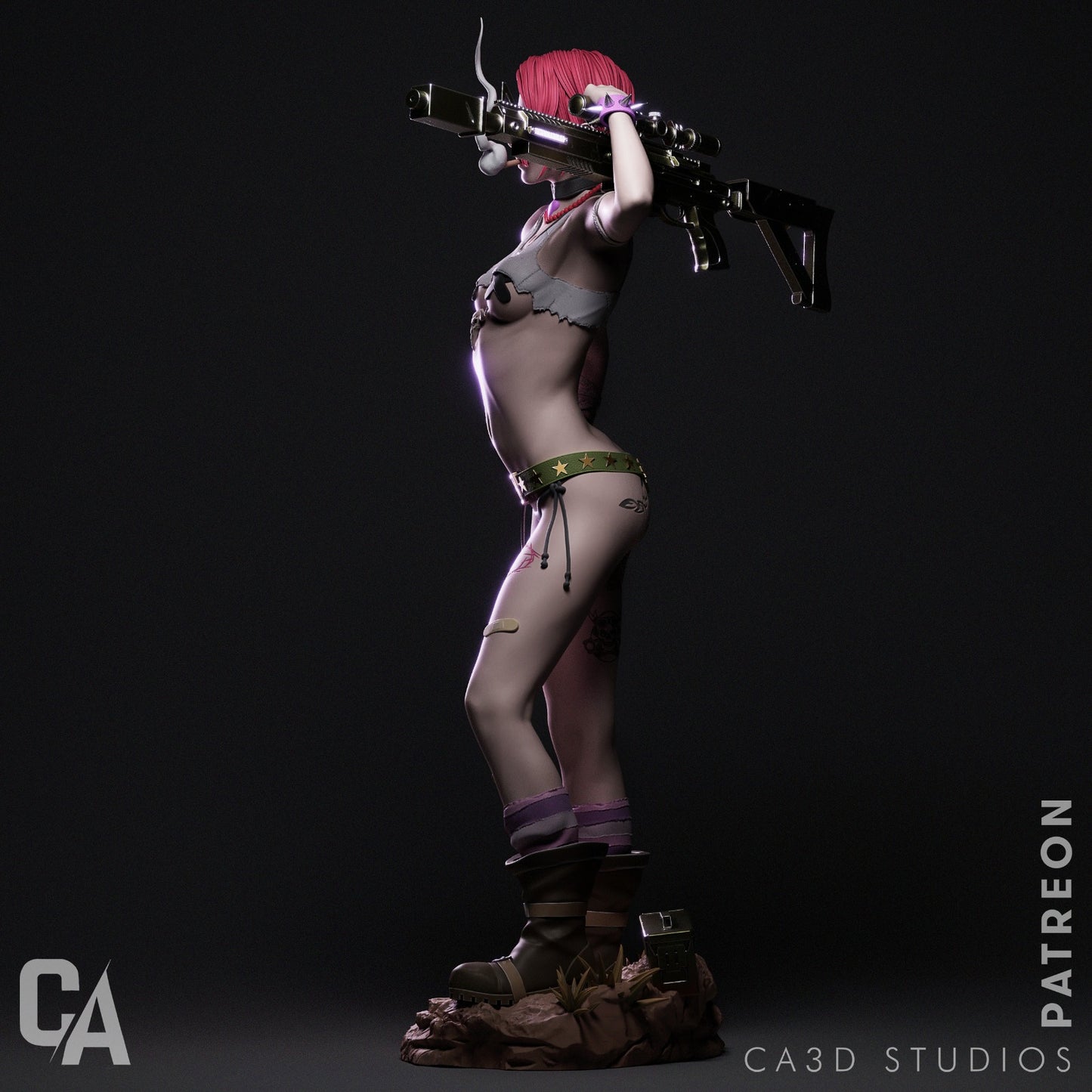 1:12 Chaotic Punk Rebel | 3D Printed Resin Garage Kit Figure | CA 3D Studios