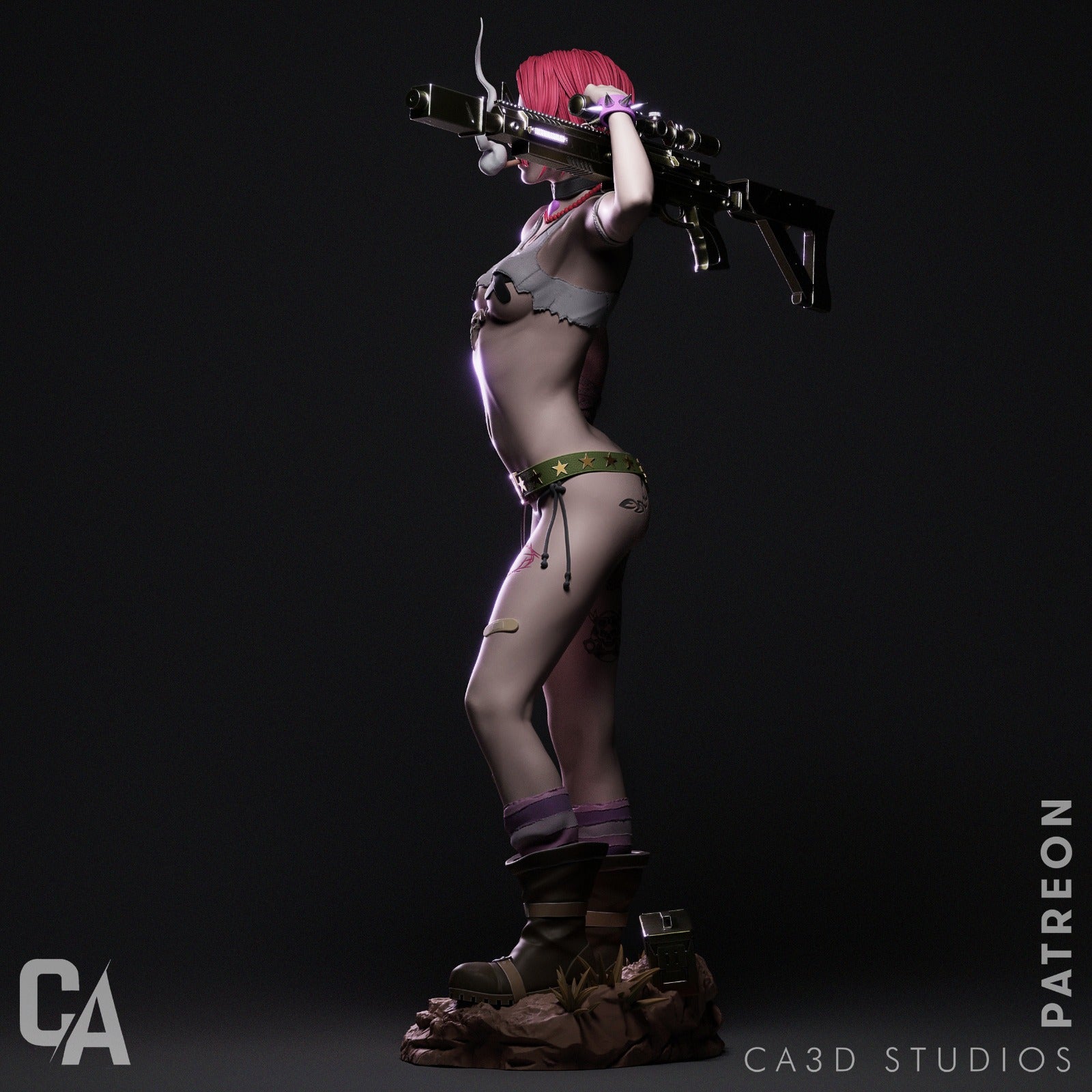 1:12 Chaotic Punk Rebel | 3D Printed Resin Garage Kit Figure | CA 3D Studios