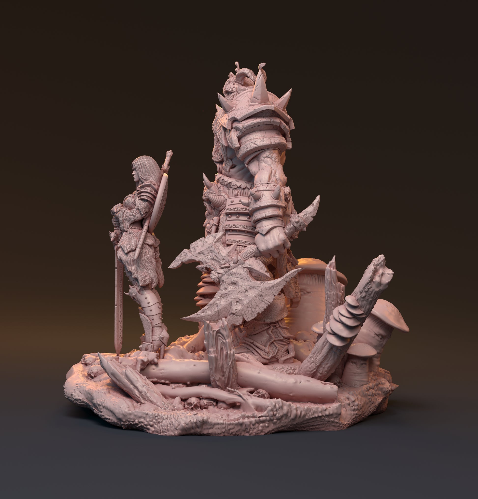 Gaedel and Bastor-Tan, Pin Up Diorama | D&D TTRPG Miniature | Hardwitch Games