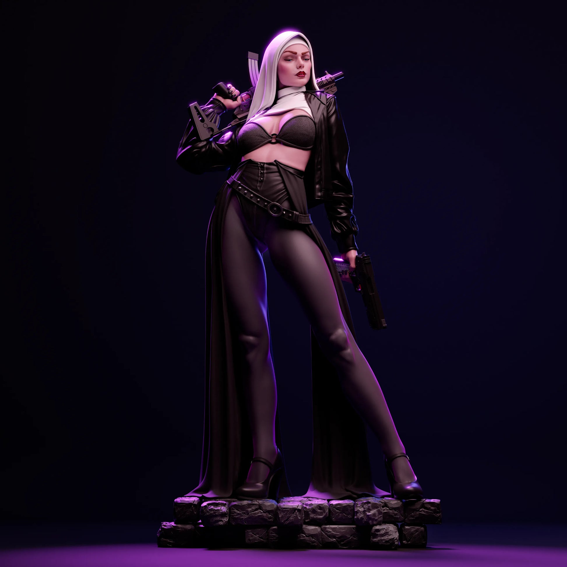 1:12 Nun with a Gun | 3D Printed Resin Garage Kit Figure | CA 3D Studios