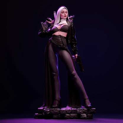 1:12 Nun with a Gun | 3D Printed Resin Garage Kit Figure | CA 3D Studios