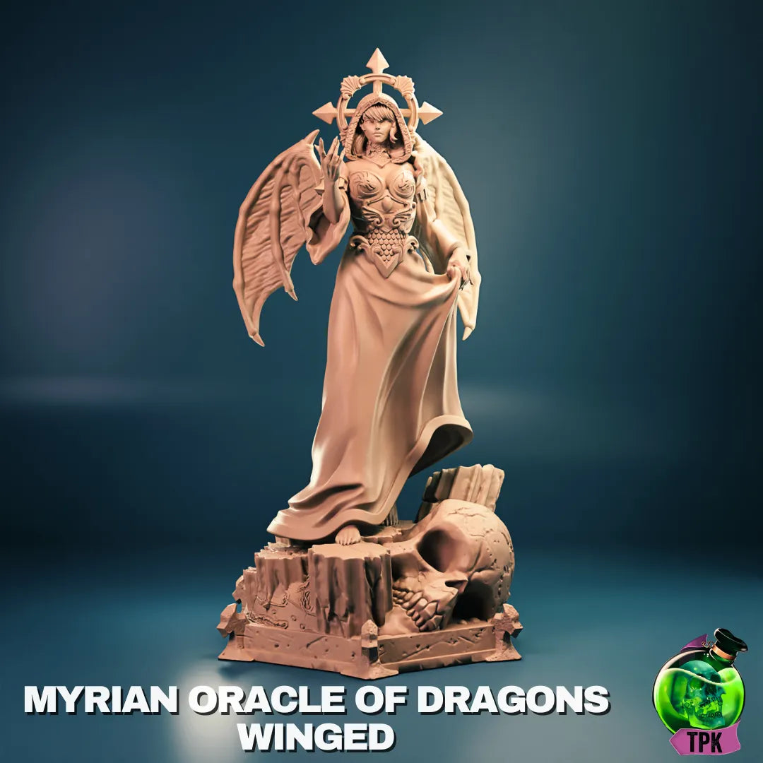 Myrian Oracle of Dragons tabletop miniature by Tattles Told 3D, detailed dragon figure for gaming or display.