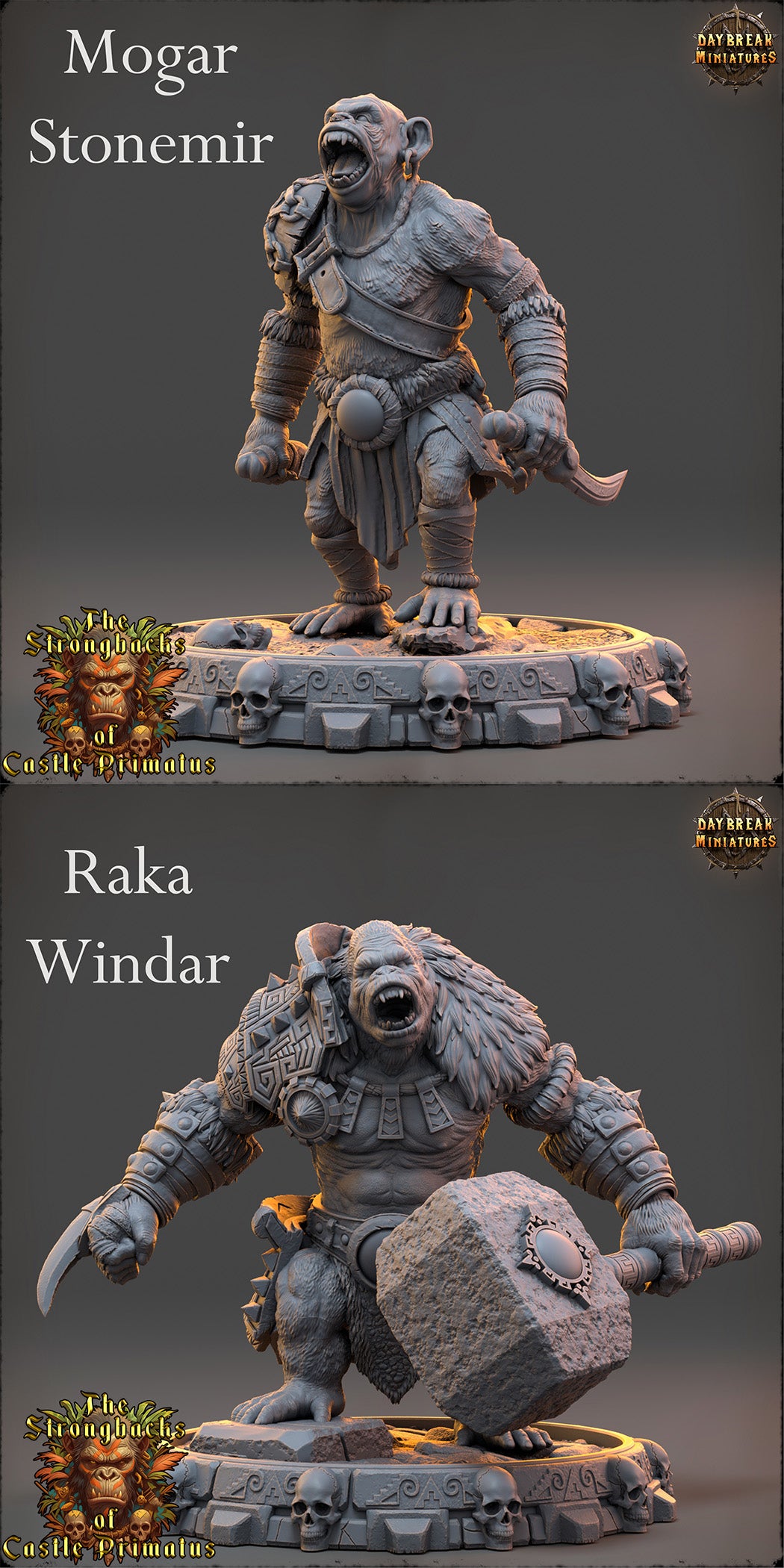 Ape Folk - The Strongbacks of Castle Primatus | Tabletop or Display Scale | D&D Mini | Daybreak Miniatures
