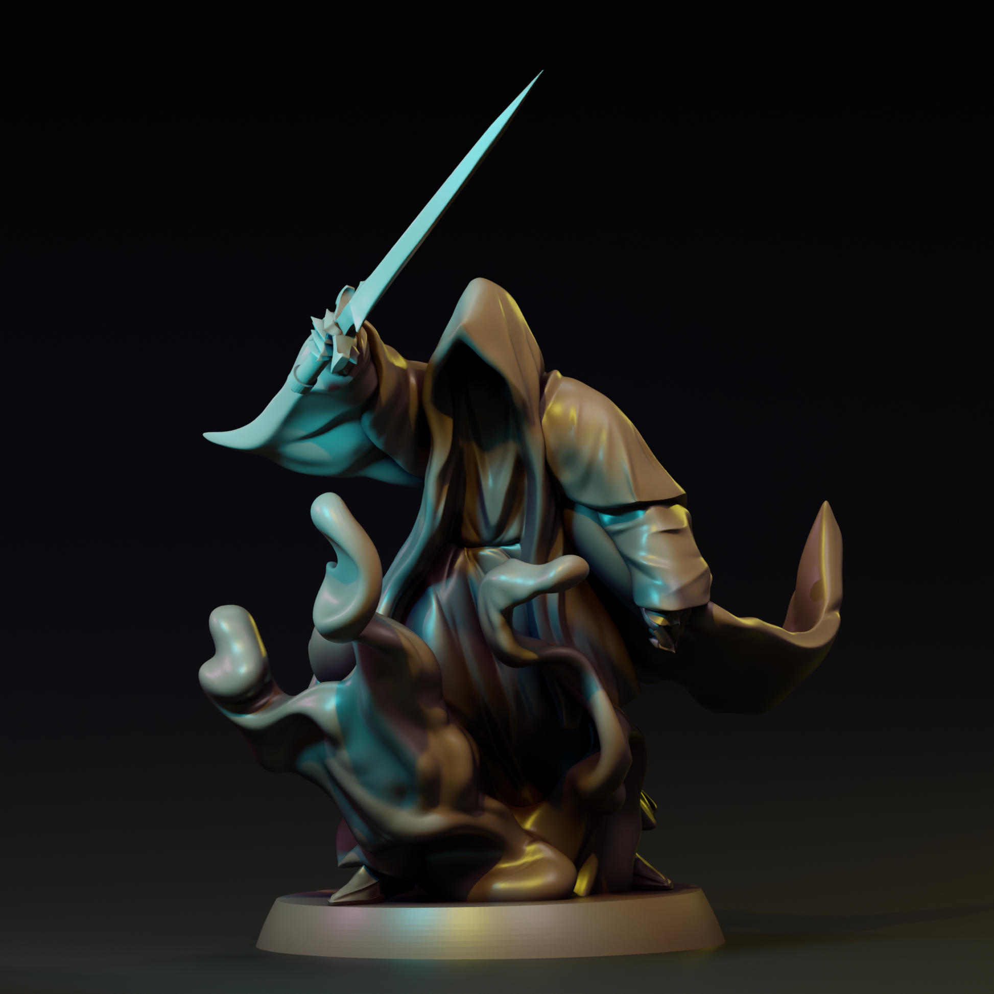 Miniature figure from The Shadow Ruler tabletop gaming set by Navarrete Studio, created by Tattles Told 3D.