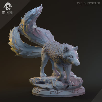 Spirit of the Dawn, Kitsune Hulijing Fox Wolf | D&D TTRPG Miniature | Hardwitch Games