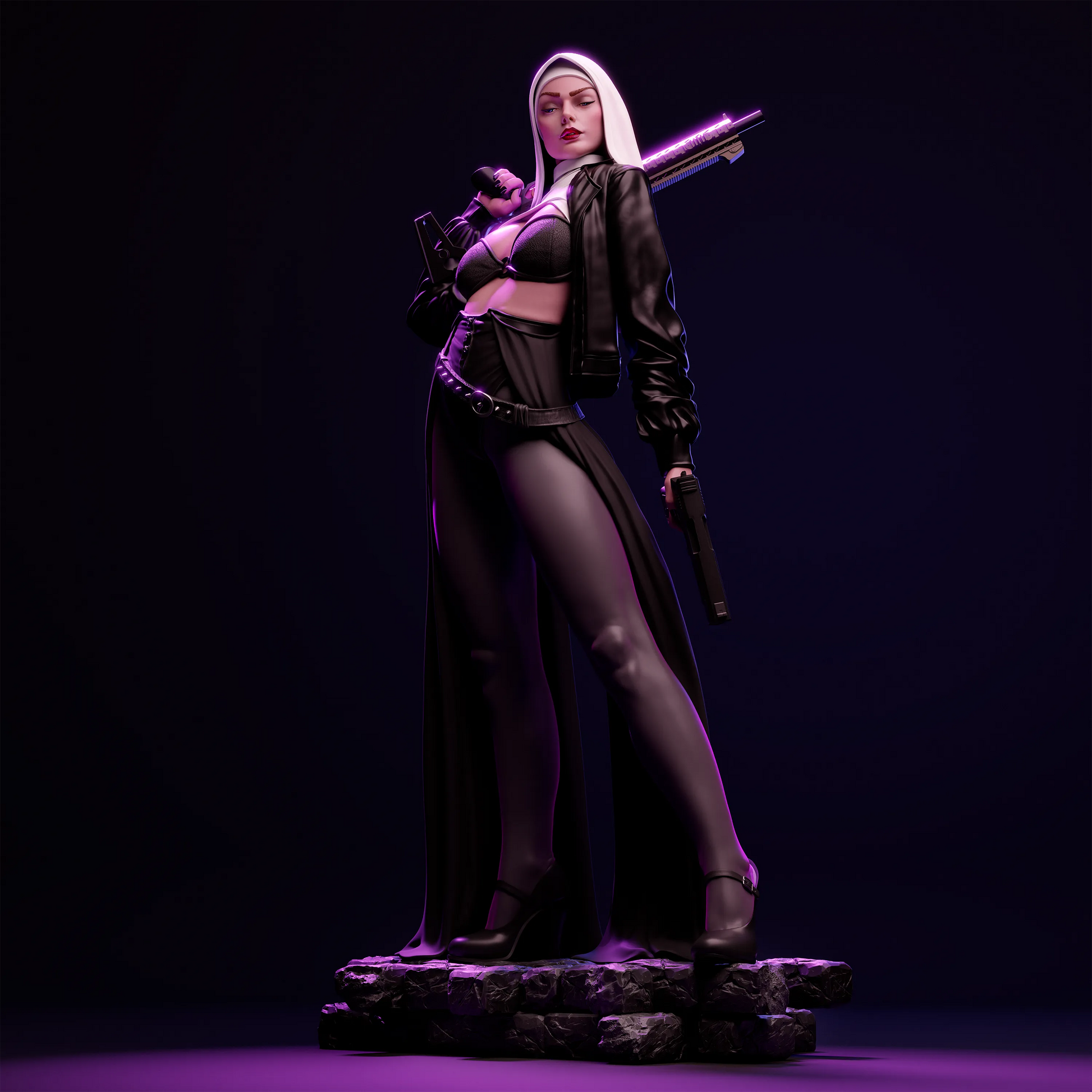 1:12 Nun with a Gun | 3D Printed Resin Garage Kit Figure | CA 3D Studios