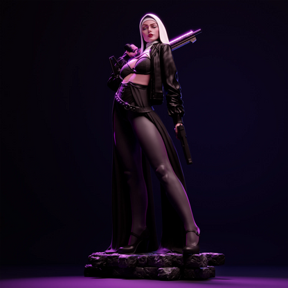 1:12 Nun with a Gun | 3D Printed Resin Garage Kit Figure | CA 3D Studios
