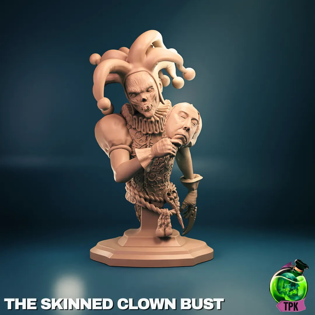 Tattles Told 3D Skinned Clown miniature tabletop gaming figure with detailed clown costume and menacing expression.