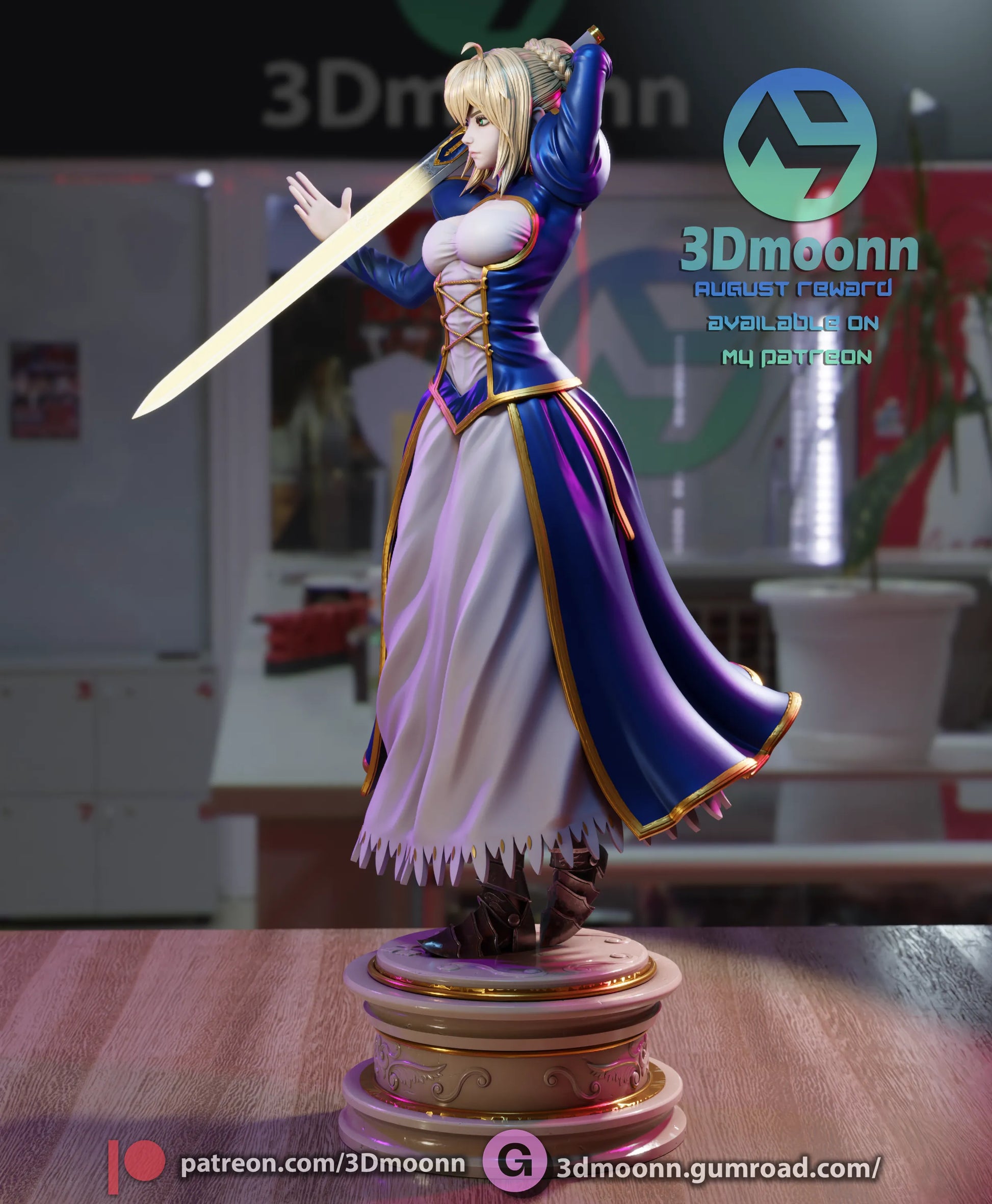 1:12 Fated Saber of the Grand Order | Anime Resin Garage Kit | 3Dmoonn