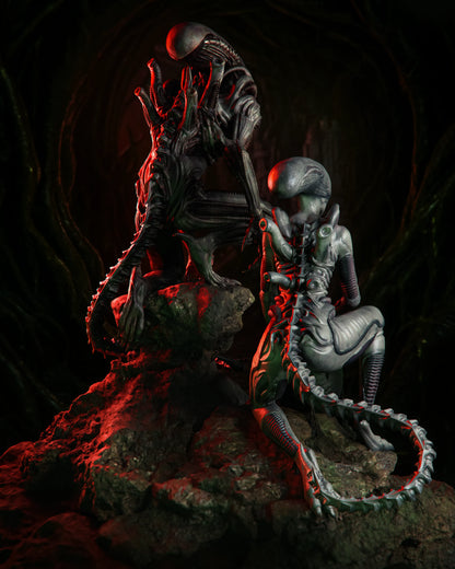 1:12 Alien Queen And Guard | 3D Printed Resin Garage Kit Figure | CA 3D Studios