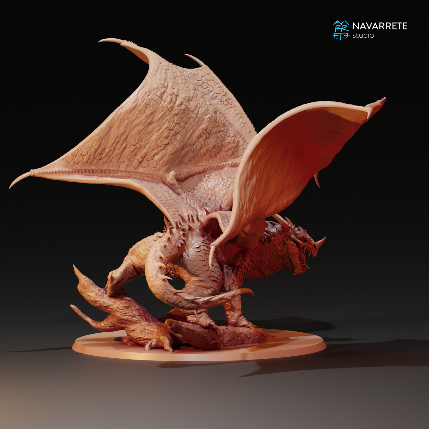 Tattles Told 3D Cave Dragon tabletop gaming miniature by Navarrete Studio, detailed dragon figure for fantasy gaming.