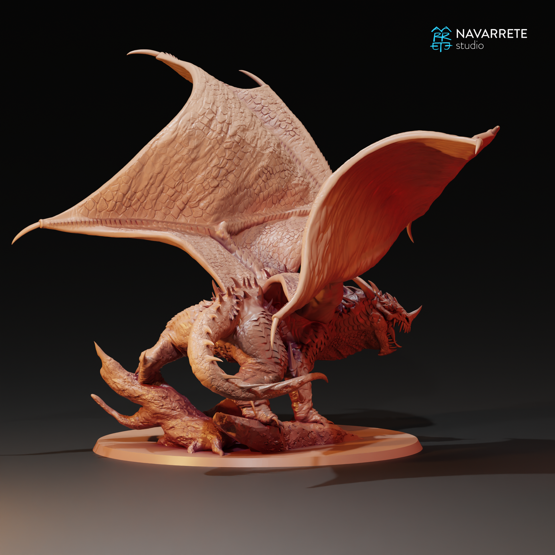 Tattles Told 3D Cave Dragon tabletop gaming miniature by Navarrete Studio, detailed dragon figure for fantasy gaming.