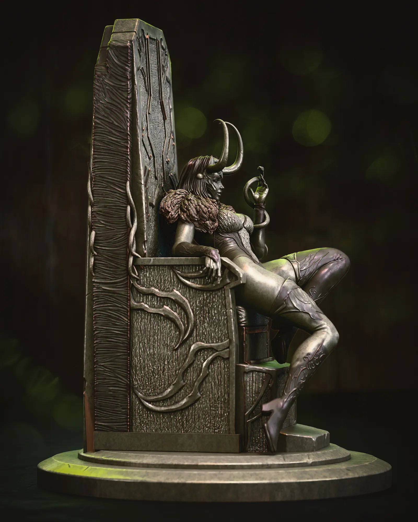 1:12 Horned Trickster on Throne | 3D Printed Resin Garage Kit Figure | CA 3D Studios