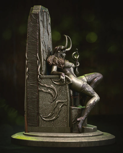 1:12 Horned Trickster on Throne | 3D Printed Resin Garage Kit Figure | CA 3D Studios