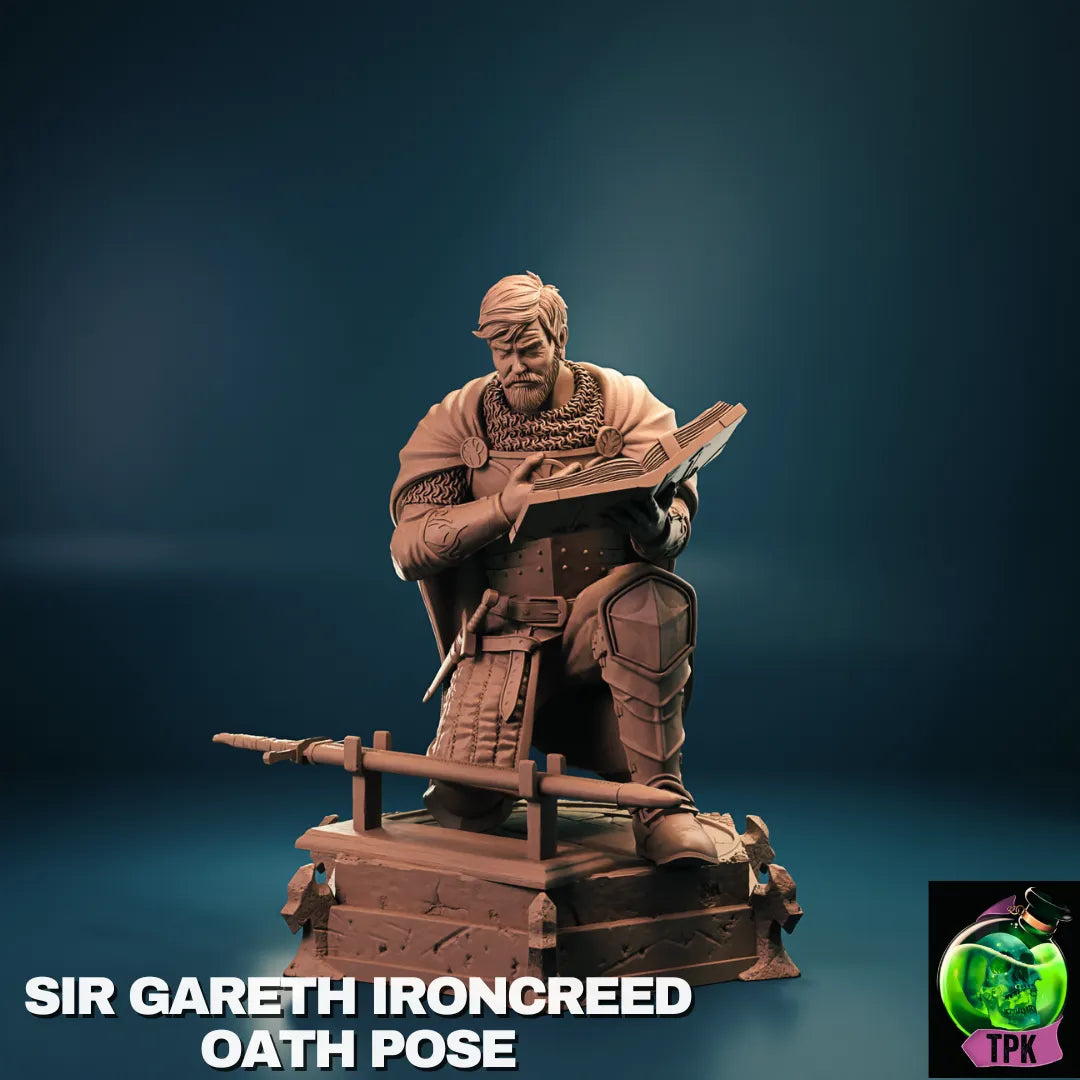 Sir Gareth Ironcreed miniature figure by Tattles Told 3D, detailed tabletop gaming or display miniature from TPKLab.