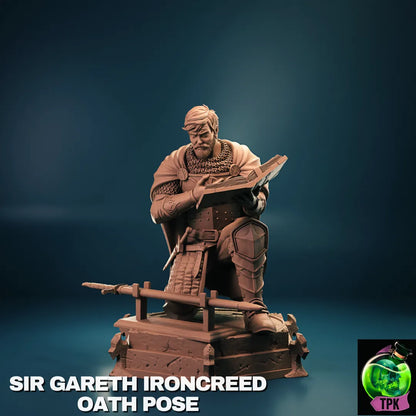 Sir Gareth Ironcreed miniature figure by Tattles Told 3D, detailed tabletop gaming or display miniature from TPKLab.