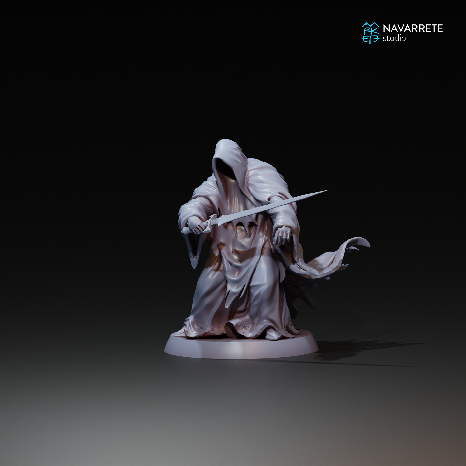 Detailed image of The Corrupted tabletop gaming miniature by Tattles Told 3D, featuring a dark, intricately designed character pose.