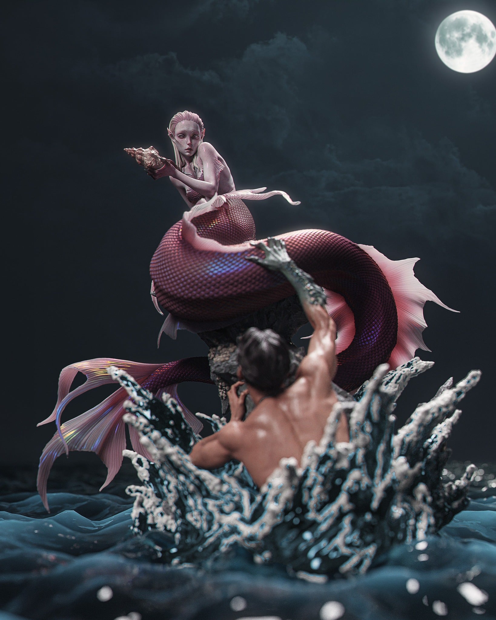 1:12 Mermaid | 3D Printed Resin Garage Kit Figure | CA 3D Studios