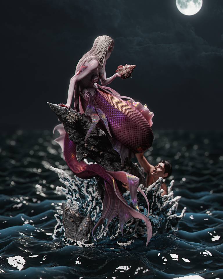 1:12 Mermaid | 3D Printed Resin Garage Kit Figure | CA 3D Studios