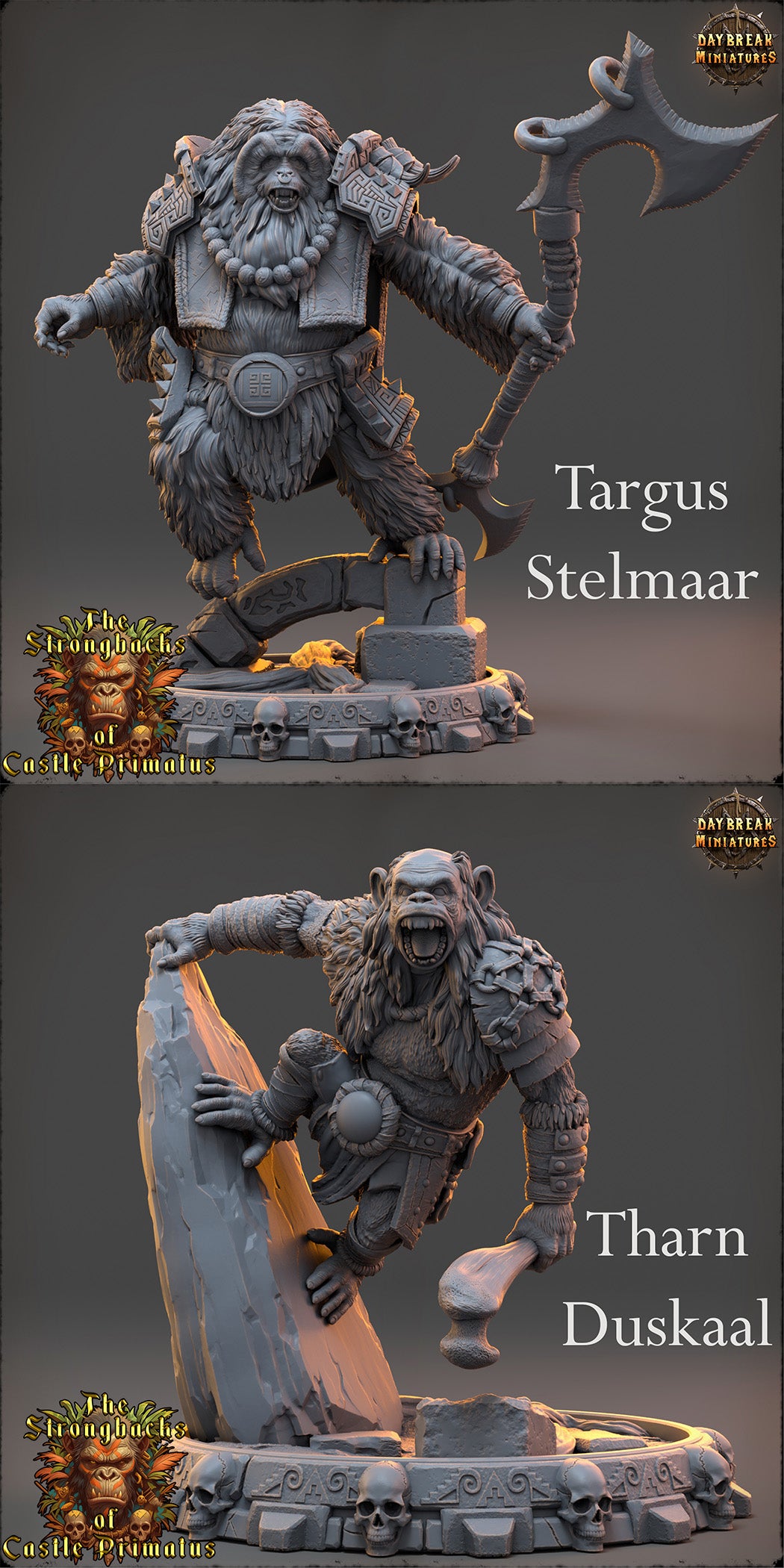 Ape Folk - The Strongbacks of Castle Primatus | Tabletop or Display Scale | D&D Mini | Daybreak Miniatures