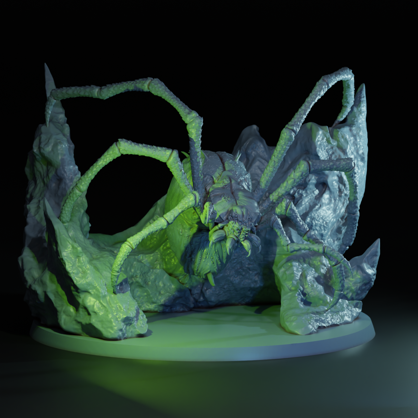 Detailed image of the Spider Queen tabletop gaming miniature by Tattles Told 3D, featuring a detailed spider queen figure.