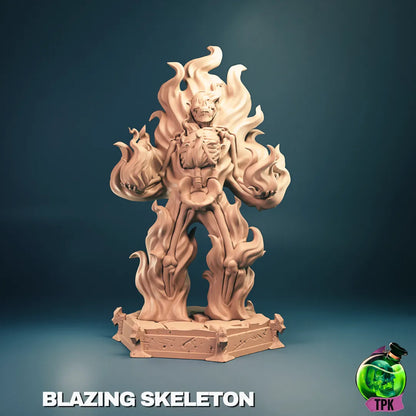 Tattles Told 3D Skeleton Fire tabletop gaming miniature or display figure, detailed skeleton with flames, ideal for gaming and collection