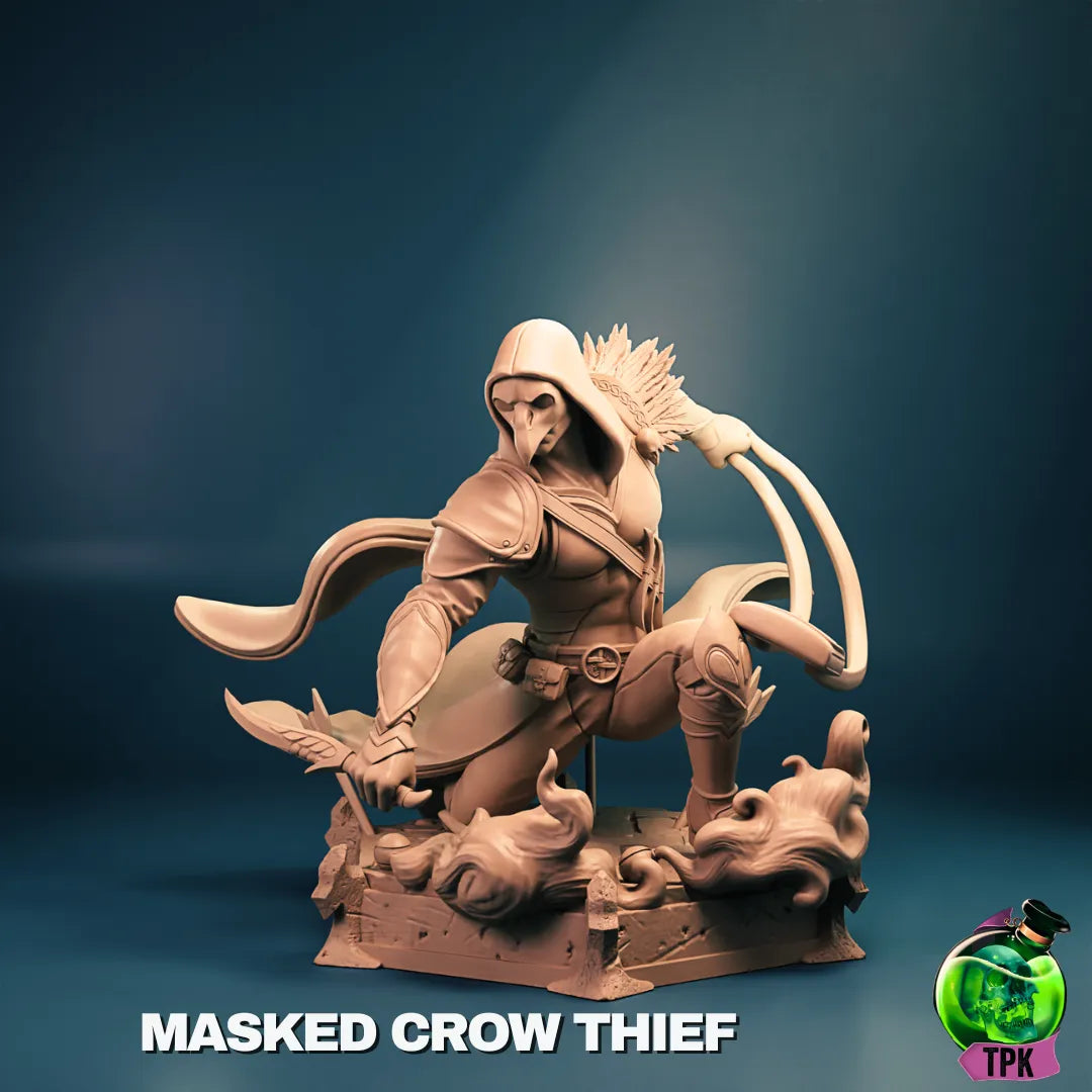 Tattles Told 3D Crow Thief Spy miniature for tabletop gaming, featuring a detailed crow character in a stealthy pose.