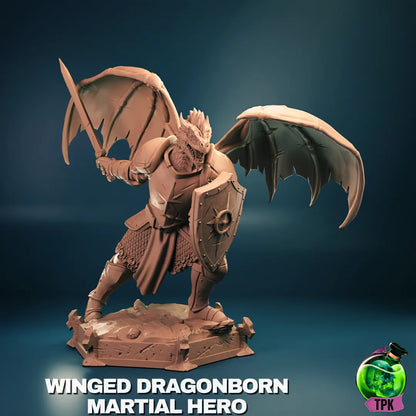 Dragonborn Martial miniature figure by Tattles Told 3D, detailed tabletop gaming or display miniature with dragonborn warrior design.