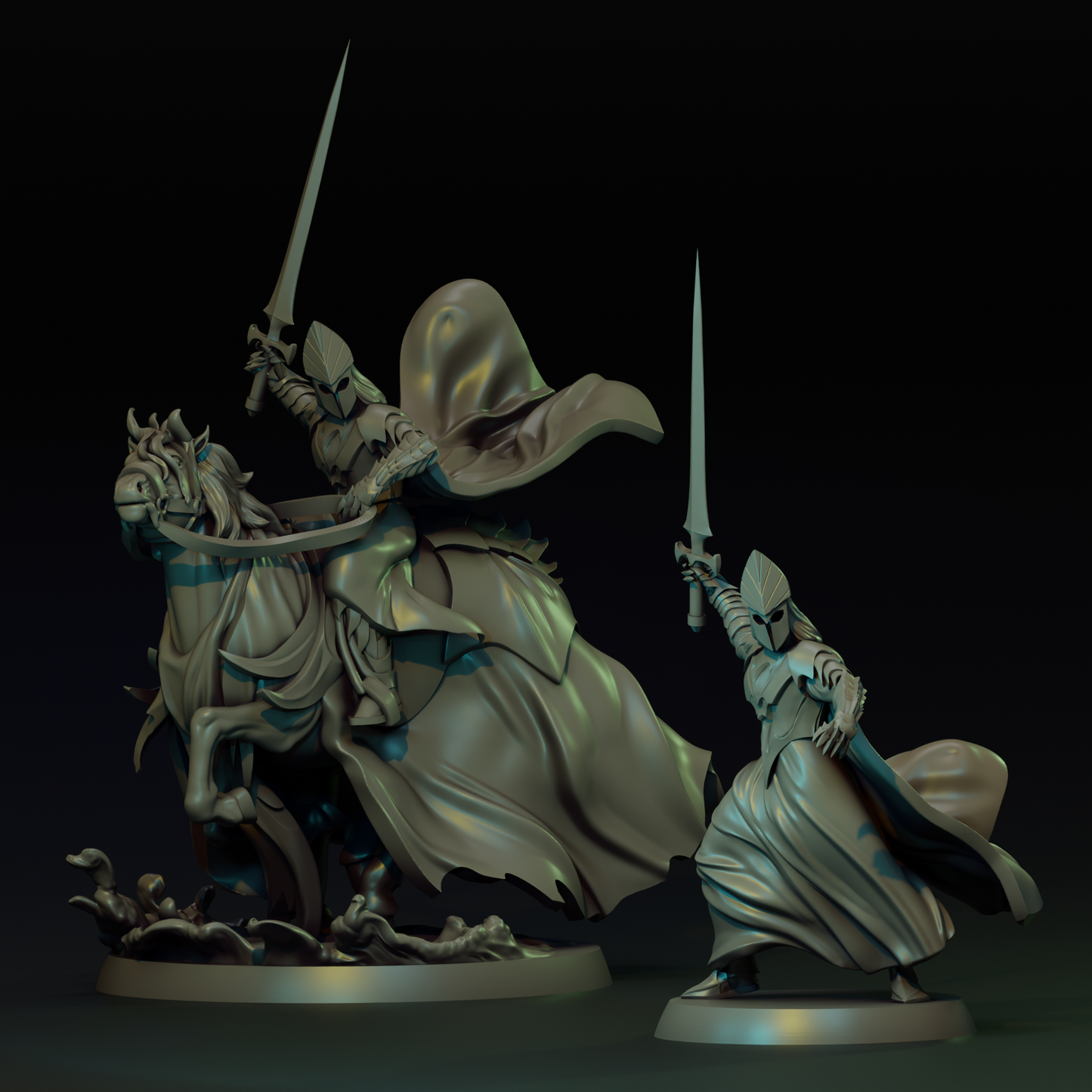 Detailed image of The Knight of the Seas tabletop gaming miniature by Tattles Told 3D, featuring a armored knight figure with a sword and shield.