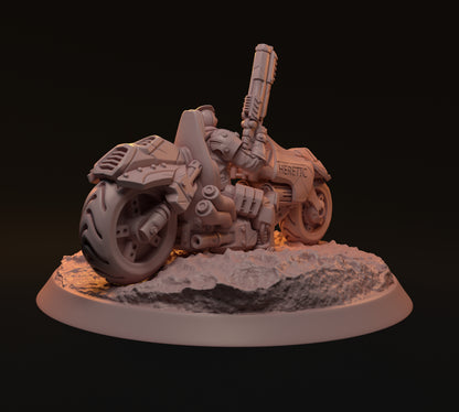 Heim, Cyberpunk Soldier, Motorcycle | D&D TTRPG Miniature | Hardwitch Games