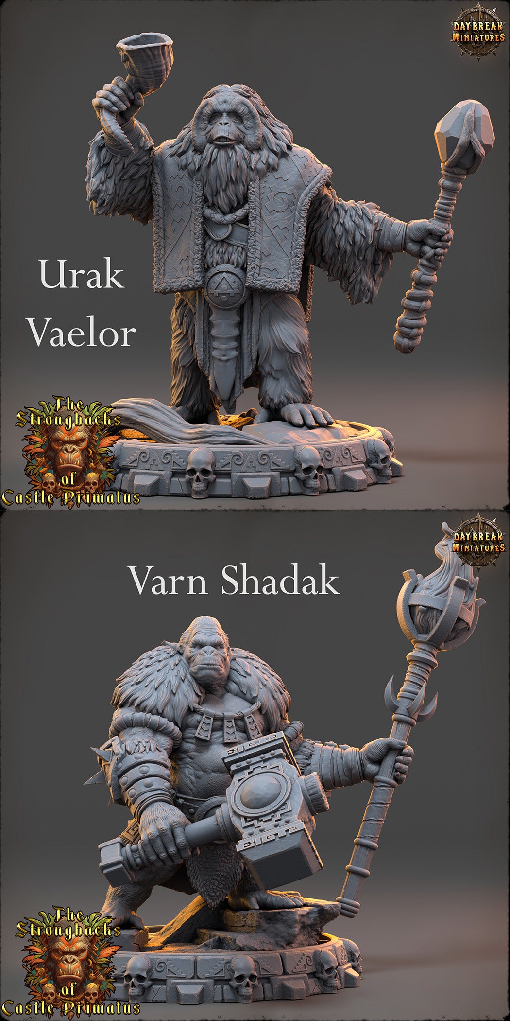 Ape Folk - The Strongbacks of Castle Primatus | Tabletop or Display Scale | D&D Mini | Daybreak Miniatures