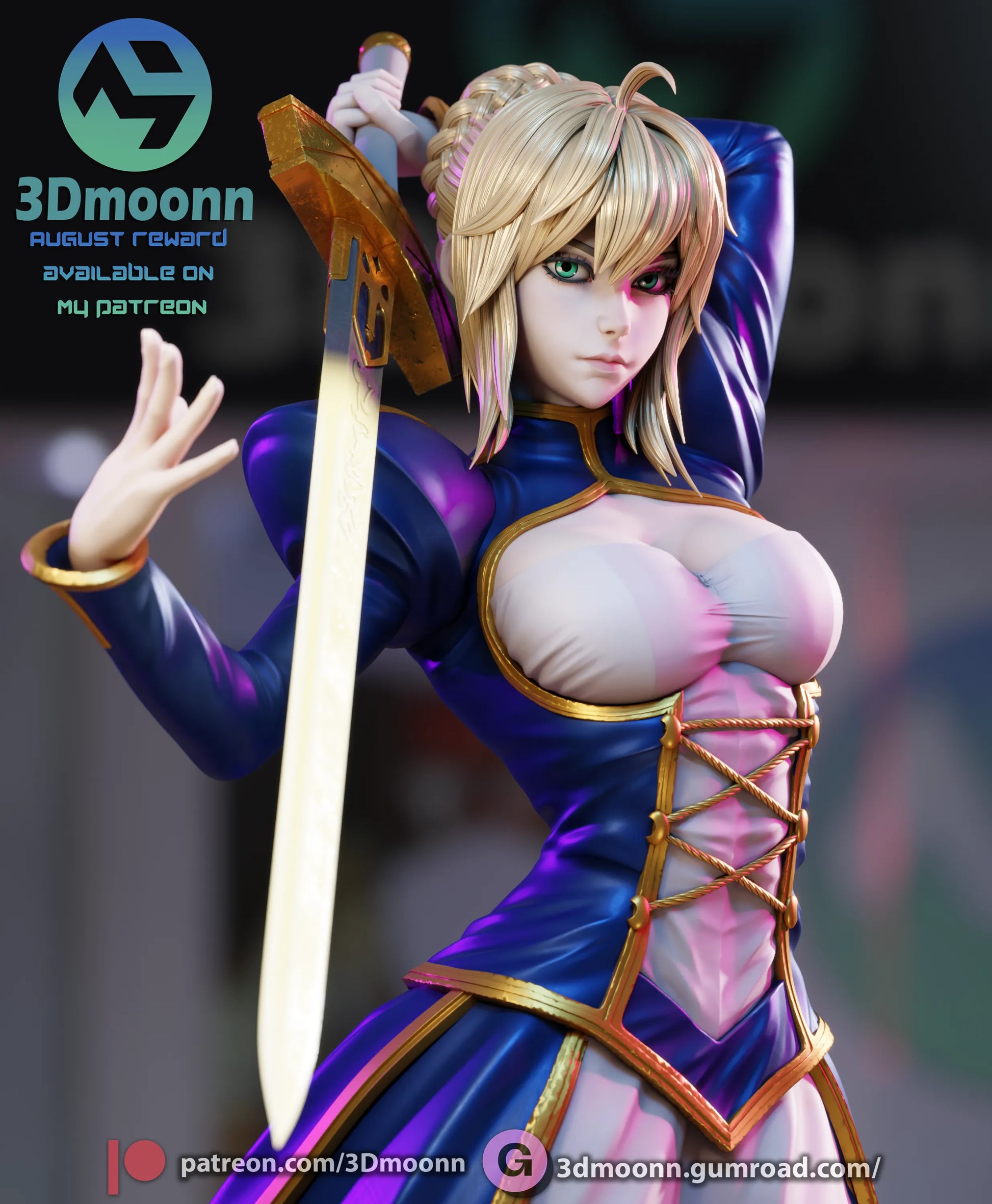 1:12 Fated Saber of the Grand Order | Anime Resin Garage Kit | 3Dmoonn