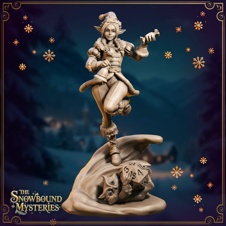 The Jolly Companions 75mm | Yule Christmas Fantasy Elf Owlbear Gift Snow | Great Grimoire