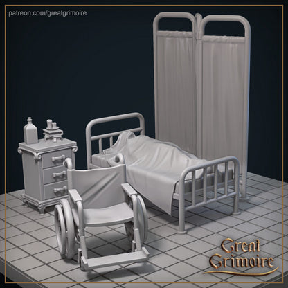 Wicked Hills Asylum Interior Environment, Scatter Sets, Beds, Equipment, Creepy, Halloween | D&D TTRPG Miniature | Great Grimoire