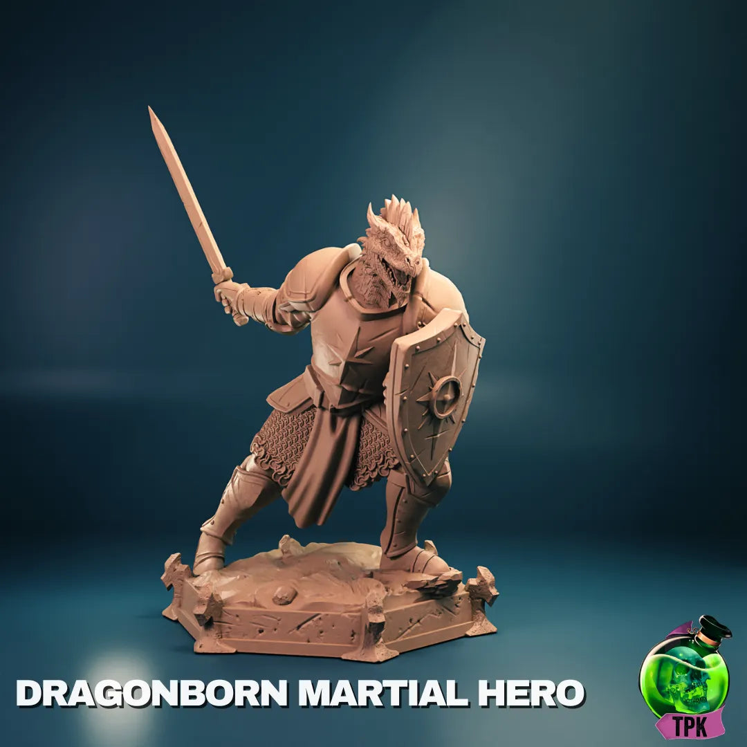 Dragonborn Martial tabletop gaming miniature by Tattles Told 3D, detailed figure for display or gaming sessions.