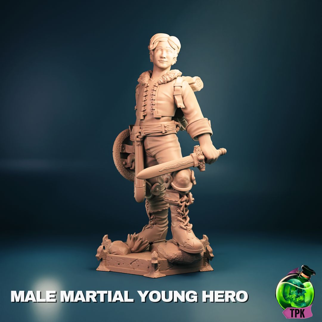 Male Young Martial | Tabletop Gaming Mini or Display Figure | TPKLab