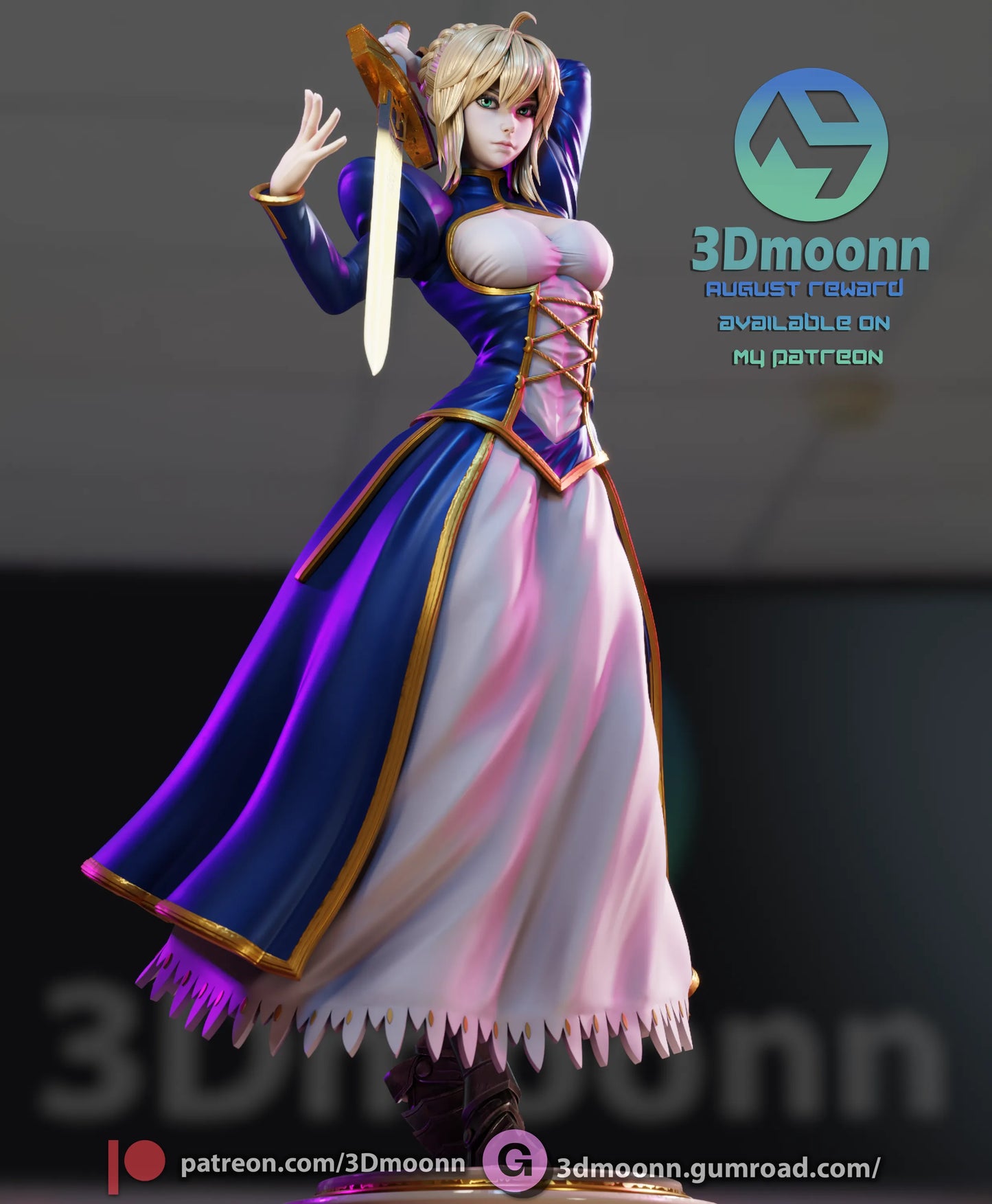 1:12 Fated Saber of the Grand Order | Anime Resin Garage Kit | 3Dmoonn