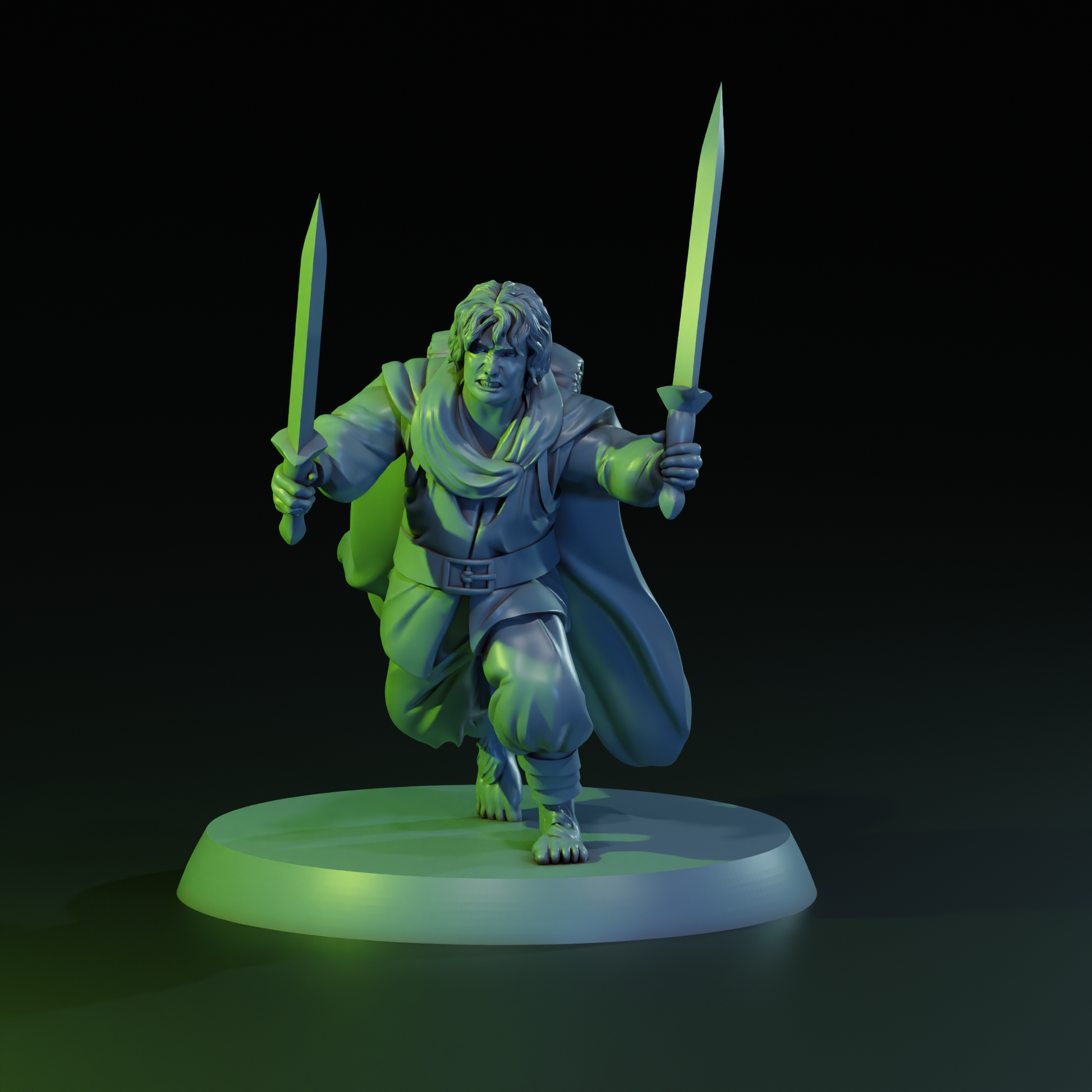 Samrick Ironwill brave halfling miniature for tabletop gaming by Tattles Told 3D, shown in detailed pose on a gaming base.