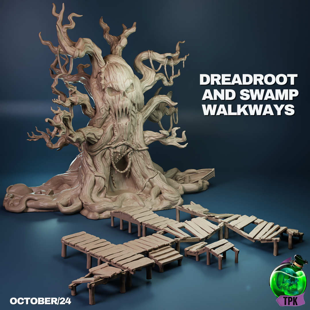 The Cursed Tree & Swamp Pathway Terrain | Tabletop Gaming Mini | TPKLab - Tattles Told 3D