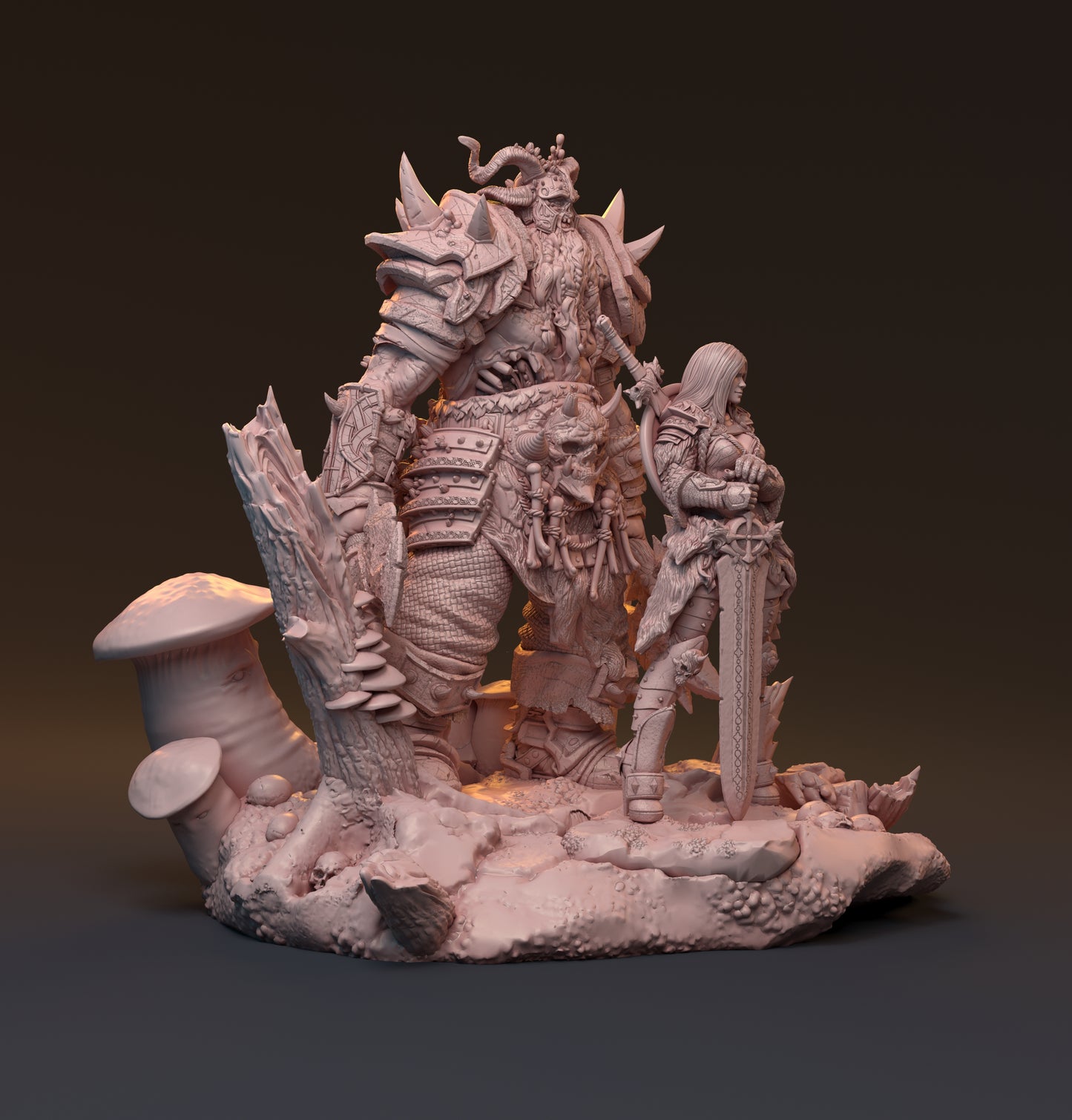 Gaedel and Bastor-Tan, Pin Up Diorama | D&D TTRPG Miniature | Hardwitch Games