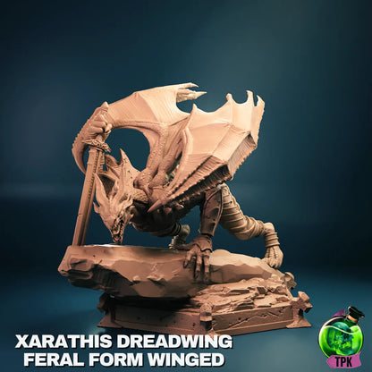Tattles Told 3D Xarathis Dreadwing miniature tabletop gaming figure, detailed display miniature with intricate design and dark armor.
