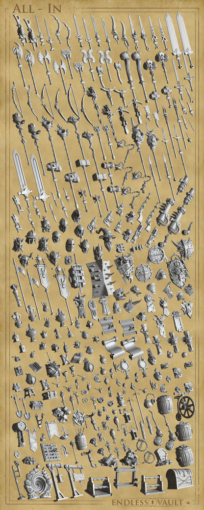 Endless Vault, Weapons, Items, Decor, Terrain | TTRPG Scatter Diorama Kitbashing Miniature | Cast n Play