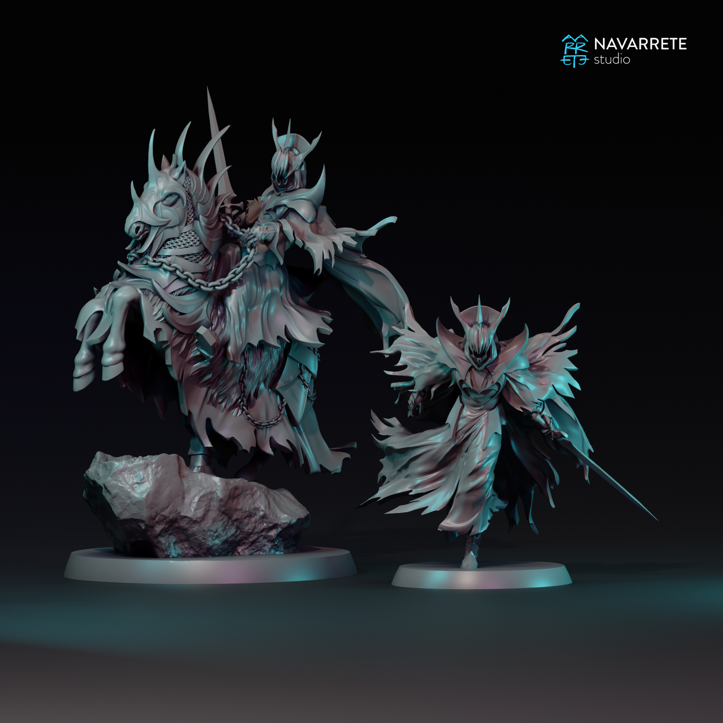 Black Herald tabletop gaming miniature by Tattles Told 3D, featuring a detailed figure with dark armor and intricate design.