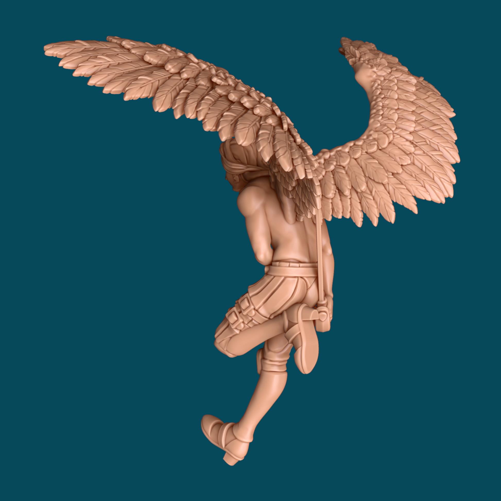 Nightshade winged bard miniature from Tattles Told 3D, featuring a winged non-musical bard figure for TTRPG D&D gameplay.