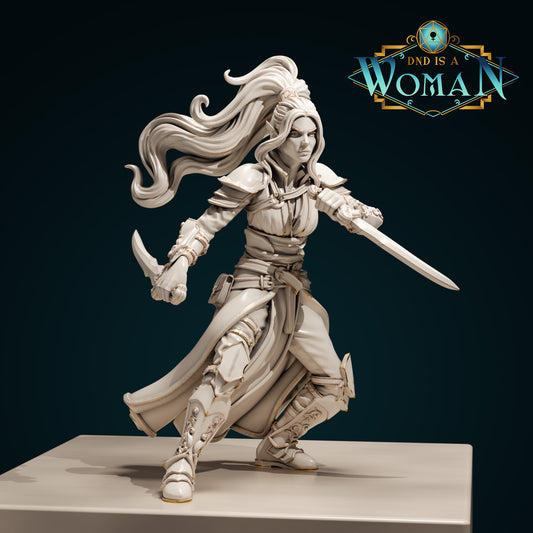 Air Genasi Rogue Zilan | D&D TTRPG Miniature | DnD Is A Woman | NO BASE