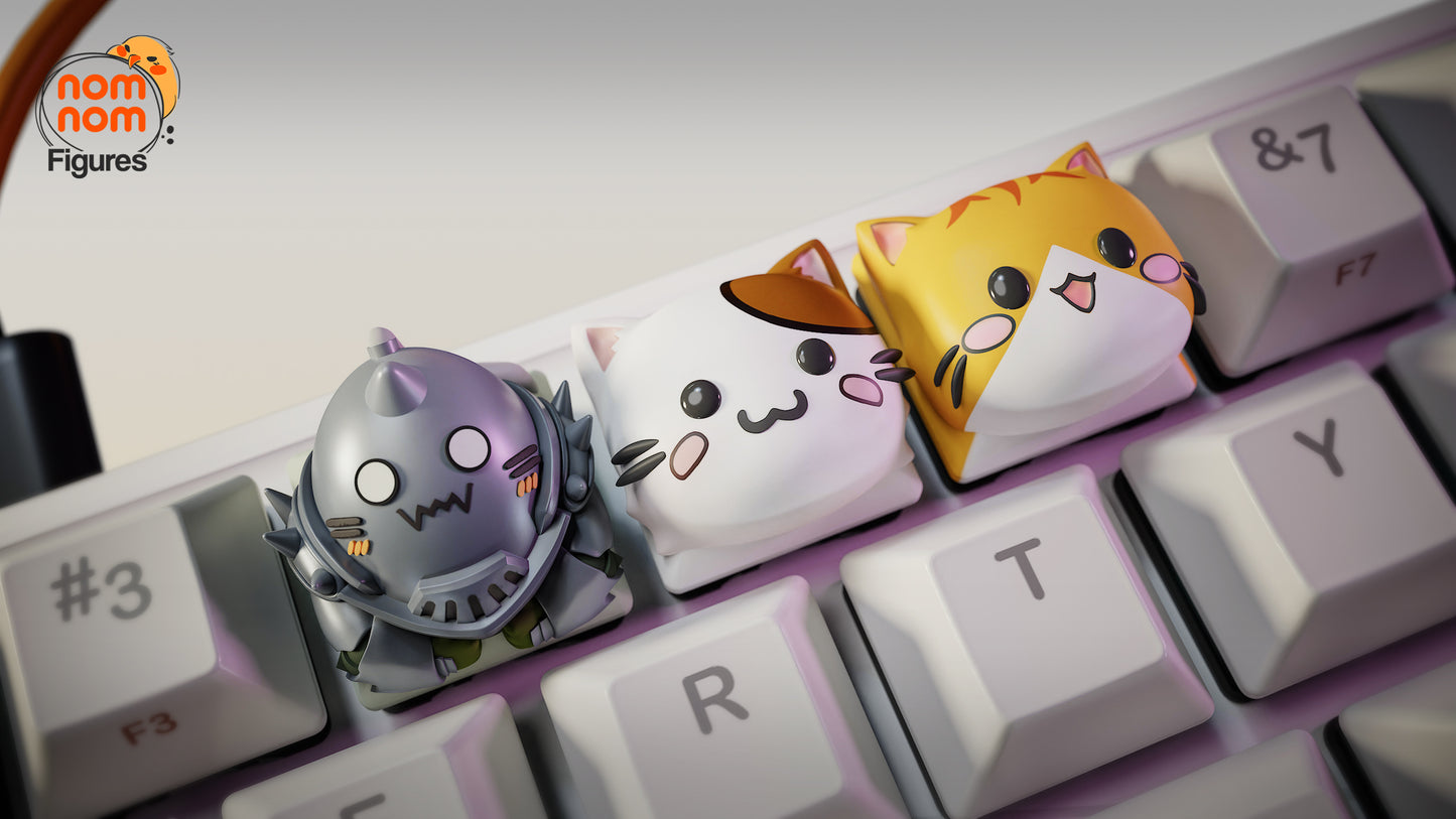 Keycaps - Little Brother and Cats | 3D Printed Resin Anime Fan Art | Nomnom Figures