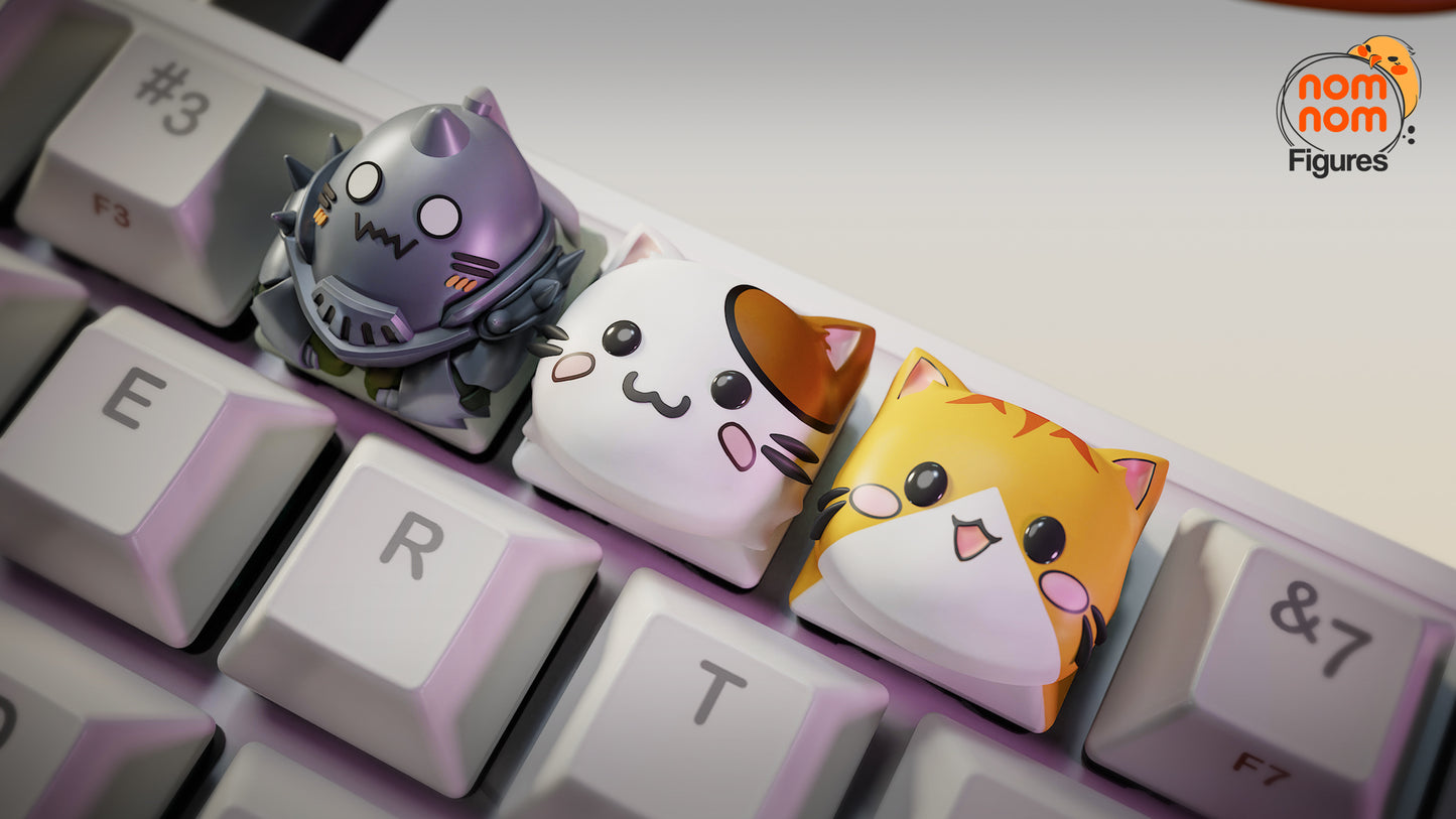 Keycaps - Little Brother and Cats | 3D Printed Resin Anime Fan Art | Nomnom Figures