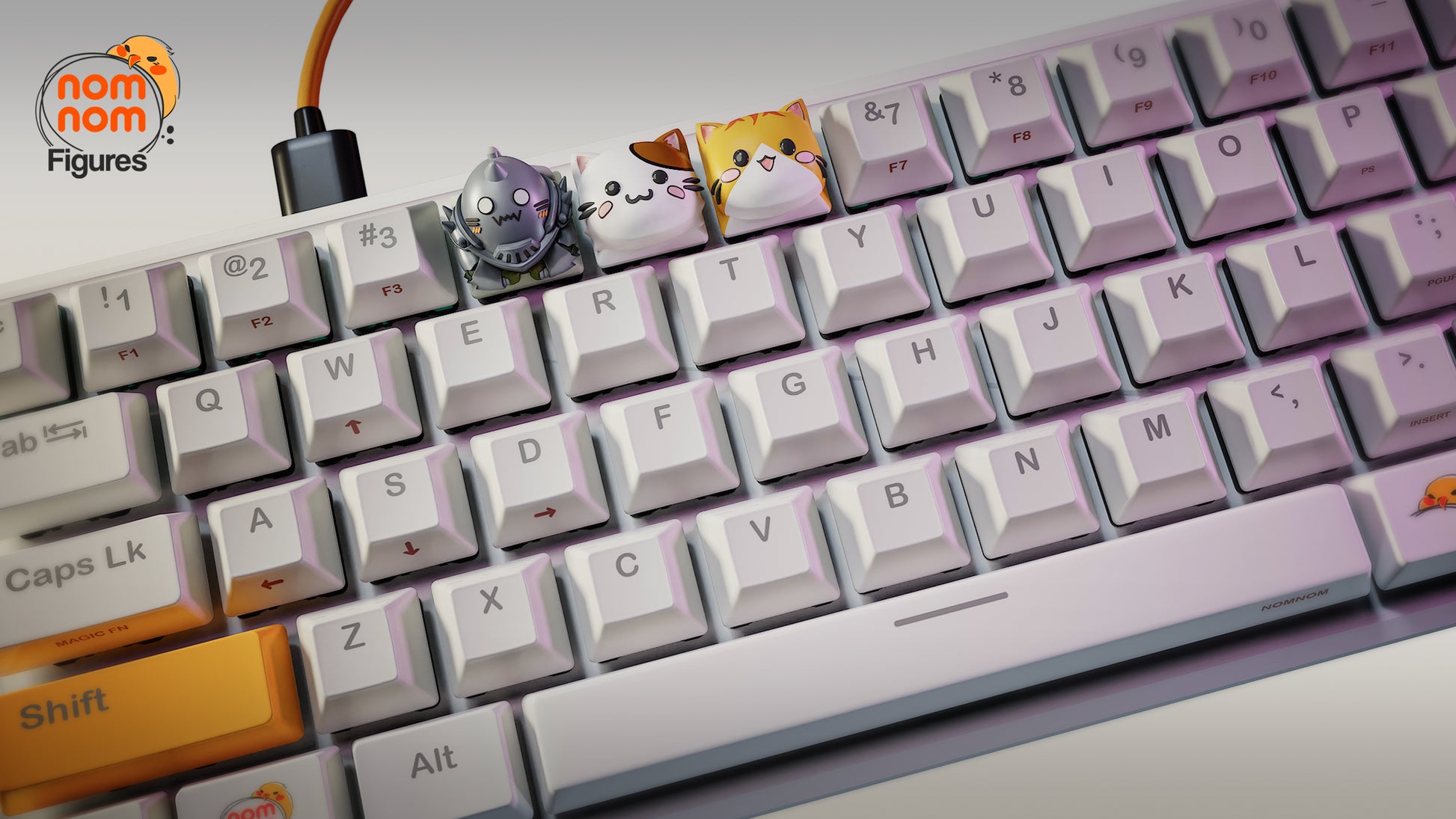 Keycaps - Little Brother and Cats | 3D Printed Resin Anime Fan Art | Nomnom Figures