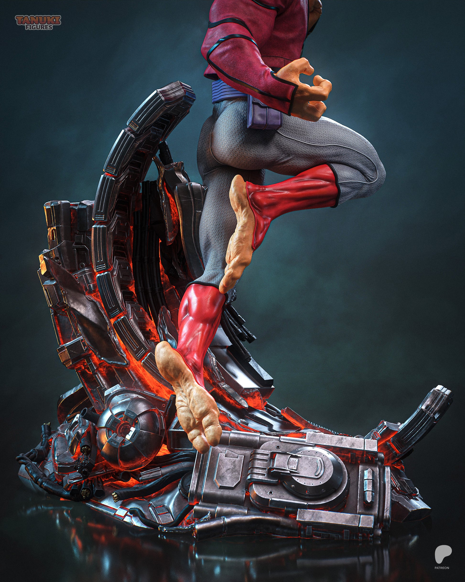 Resin garage kit figure of Cosmic One-Eye Fighter by Tattles Told 3D, featuring a tanuki-inspired design with detailed fan art details.